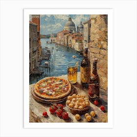 Venice Pizza And Beer Art Print