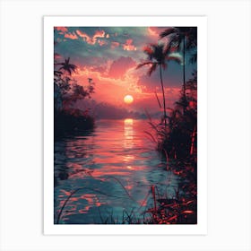 Sunset In The Jungle 2 Art Print