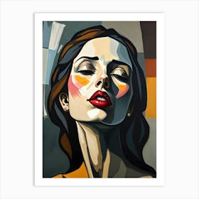 Woman With Red Lipstick Art Print