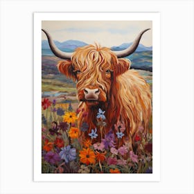 Colourful Highland Cow Portrait 3 Art Print