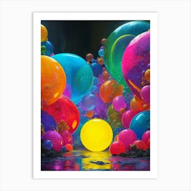 Balloons In The Water Art Print