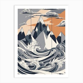 Waves And Mountains 4 Art Print