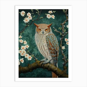 Ohara Koson Inspired Bird Painting Eastern Screech Owl 2 Art Print