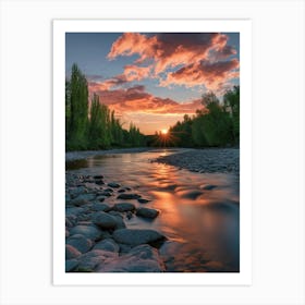 Sunset Over The River 2 Art Print