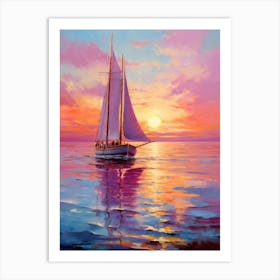 Sailboat At Sunset 8 Art Print