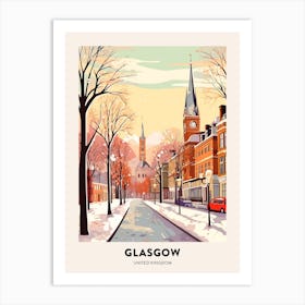 Vintage Winter Travel Poster Glasgow United Kingdom 1 Art Print