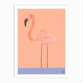 Flamingo With Orange Art Print