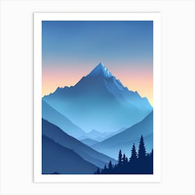 Misty Mountains Vertical Composition In Blue Tone 138 Art Print