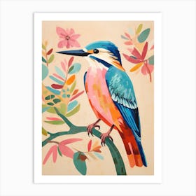 Pink Scandi Kingfisher 3 Art Print