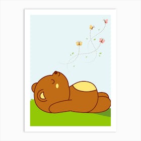 Teddy Bear Sleeping Art Print