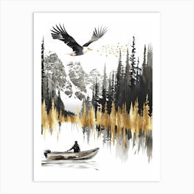 Eagle In A Boat Art Print