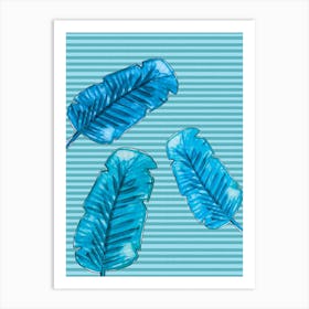 Blue Palm Stripes print Art Print