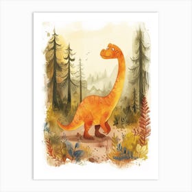 Cute Cartoon Acrocanthosaurus Dinosaur Watercolour 5 Art Print