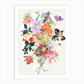 Columbine 1 Collage Flower Bouquet Art Print