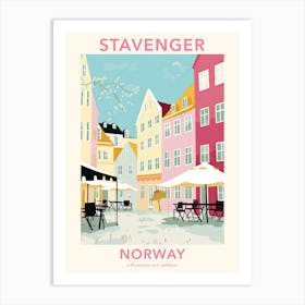 Stavenger, Norway, Flat Pastels Tones Illustration 4 Poster Art Print