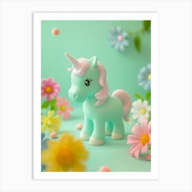 Toy Pastel Unicorn With Flowers 2 Art Print