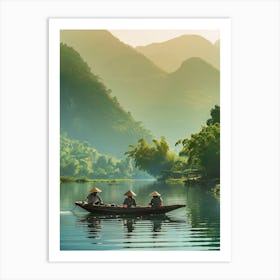 People In A Boat On A Lake Art Print