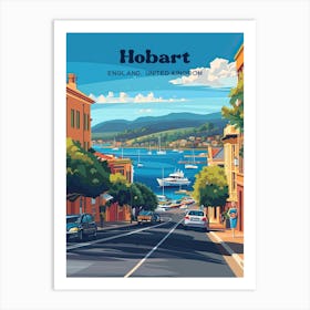 Hobart Australia Streetview Digital Travel Illustration Art Print