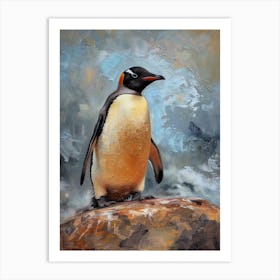 Adlie Penguin Carcass Island Oil Painting 3 Art Print