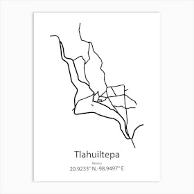 Tlahuiltepa,Mexico Minimalist Map Art Print