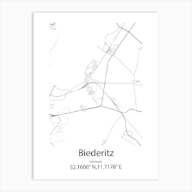 Biederitz,Germany Minimalist Map Art Print