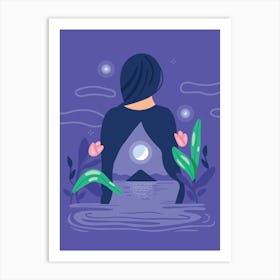Moonlit Reflection – Purple Art Print Art Print