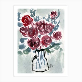 Roses In A Vase Art Print