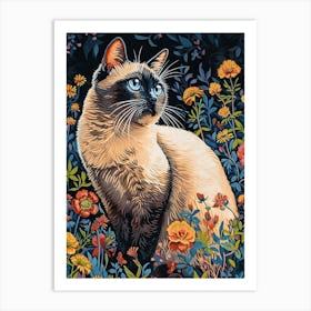 Birman Cat Relief Illustration 3 Art Print