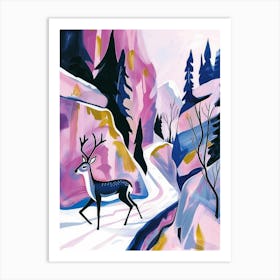 Deer In The Snow 1 Art Print