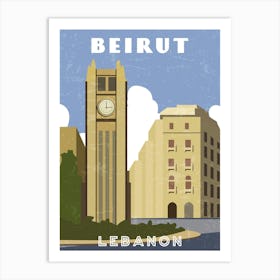 Beirut, Lebanon - Retro travel minimalist poster Art Print