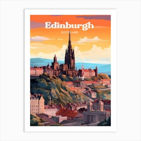 Edinburgh Scotland Sunrise Travel Art Illustration Art Print