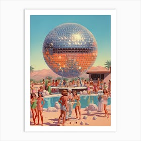 Giant Disco Ball Party In The Desert 0 Art Print