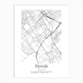 Rijswijk,Netherlands Minimalist Map Art Print