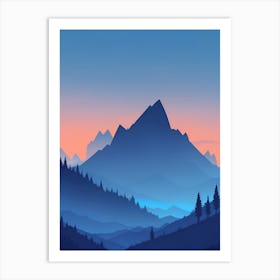 Misty Mountains Vertical Composition In Blue Tone 99 Art Print