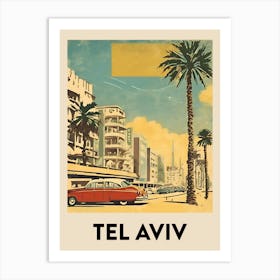 Tel Aviv Retro Travel Poster 1 Art Print