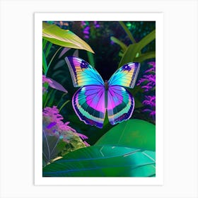 Butterfly In Botanical Gardens Holographic 1 Art Print