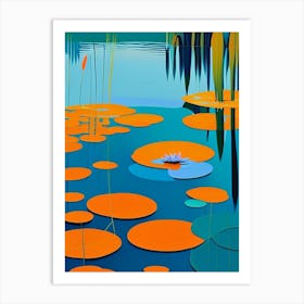 Pond With Lily Pads Water Waterscape Modern 1 Art Print
