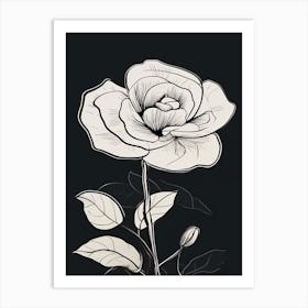 Line Art Roses Flowers Illustration Neutral 16 Art Print
