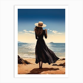 Illustration of an African American woman at the beach 97 Art Print