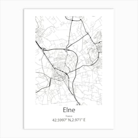 Elne,France Minimalist Map Art Print