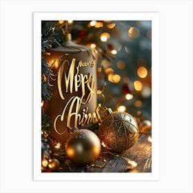 A Sophisticated Calligraphic Rendering Of A Merry Christmas 2024 Greeting The Elegant Letters Of (6) Art Print