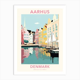 Aarhus, Denmark, Flat Pastels Tones Illustration 2 Poster Art Print