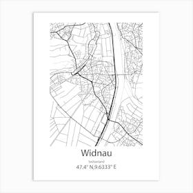 Widnau,Switzerland Minimalist Map Art Print