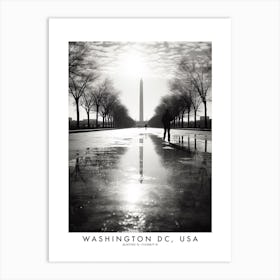 Poster Of Washington Dc, Usa, Black And White Analogue Photograph 3 Art Print