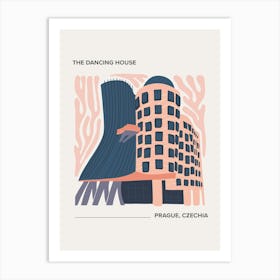 The Dancing House   Prague, Czechia, Warm Colours Illustration Travel Poster 2 Art Print