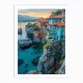 Colorful Houses On The Cliffs Art Print