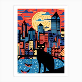 Philadelphia, United States Skyline With A Cat 2 Art Print