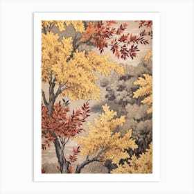 Willow 2 Vintage Autumn Tree Print  Art Print