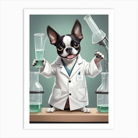 Boston Terrier Chemist-Reimagined Art Print