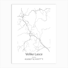 Velike Lasce,Slovenia Minimalist Map Poster